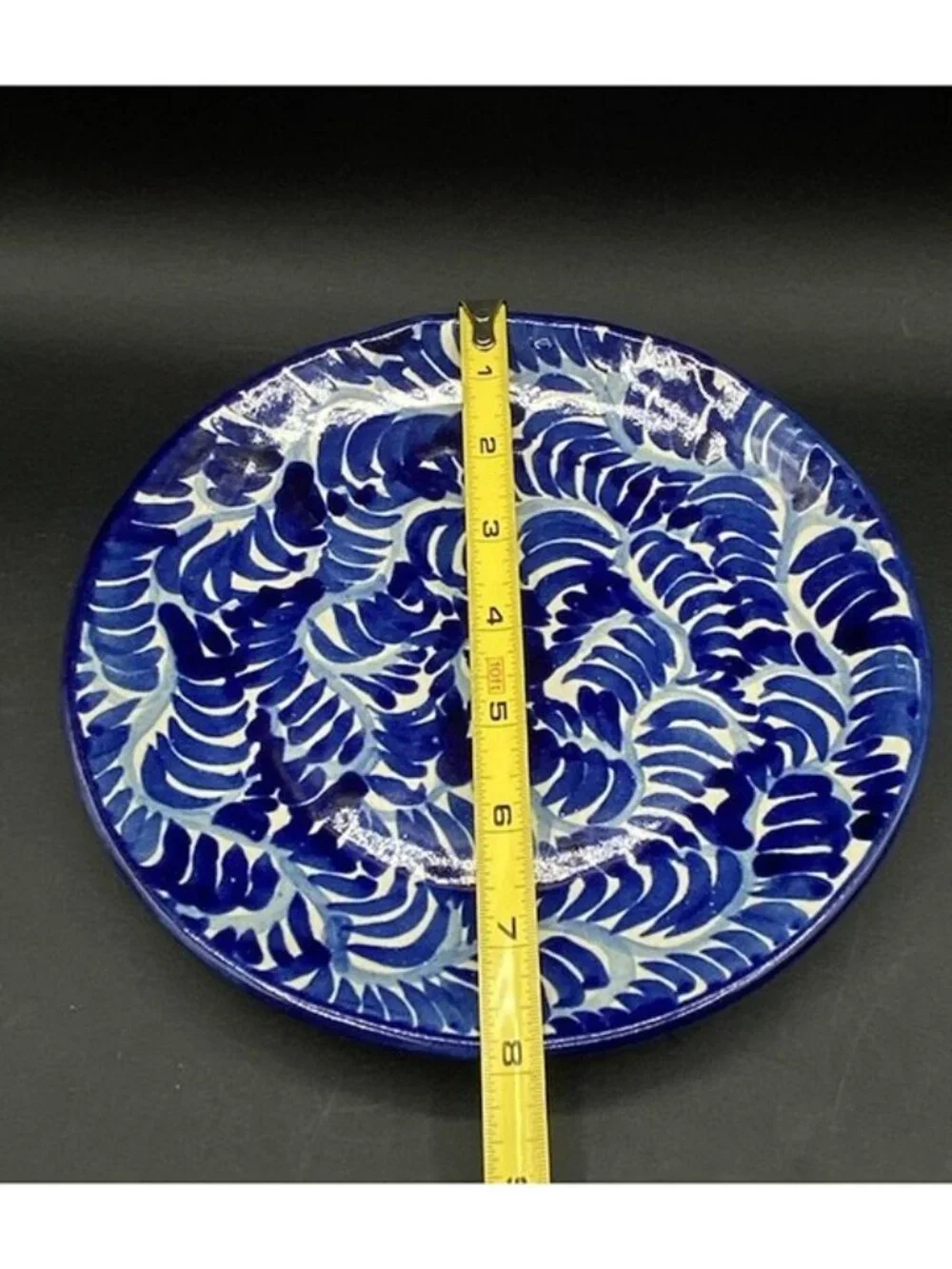 Talavera Pottery Mexican Folk Art 8” Blue Plate Salad Dessert Vintage A